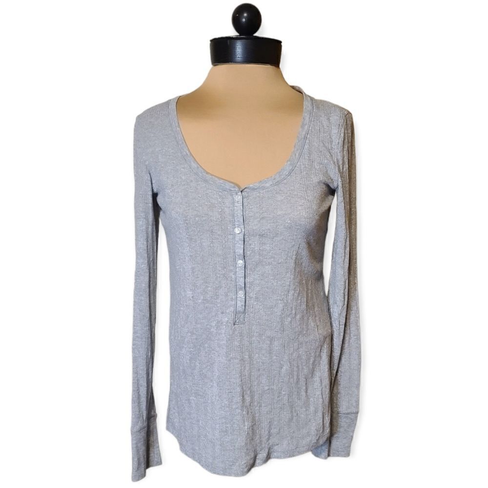 VS Grey Silver Metallic Henley Size M Victoria's Secret